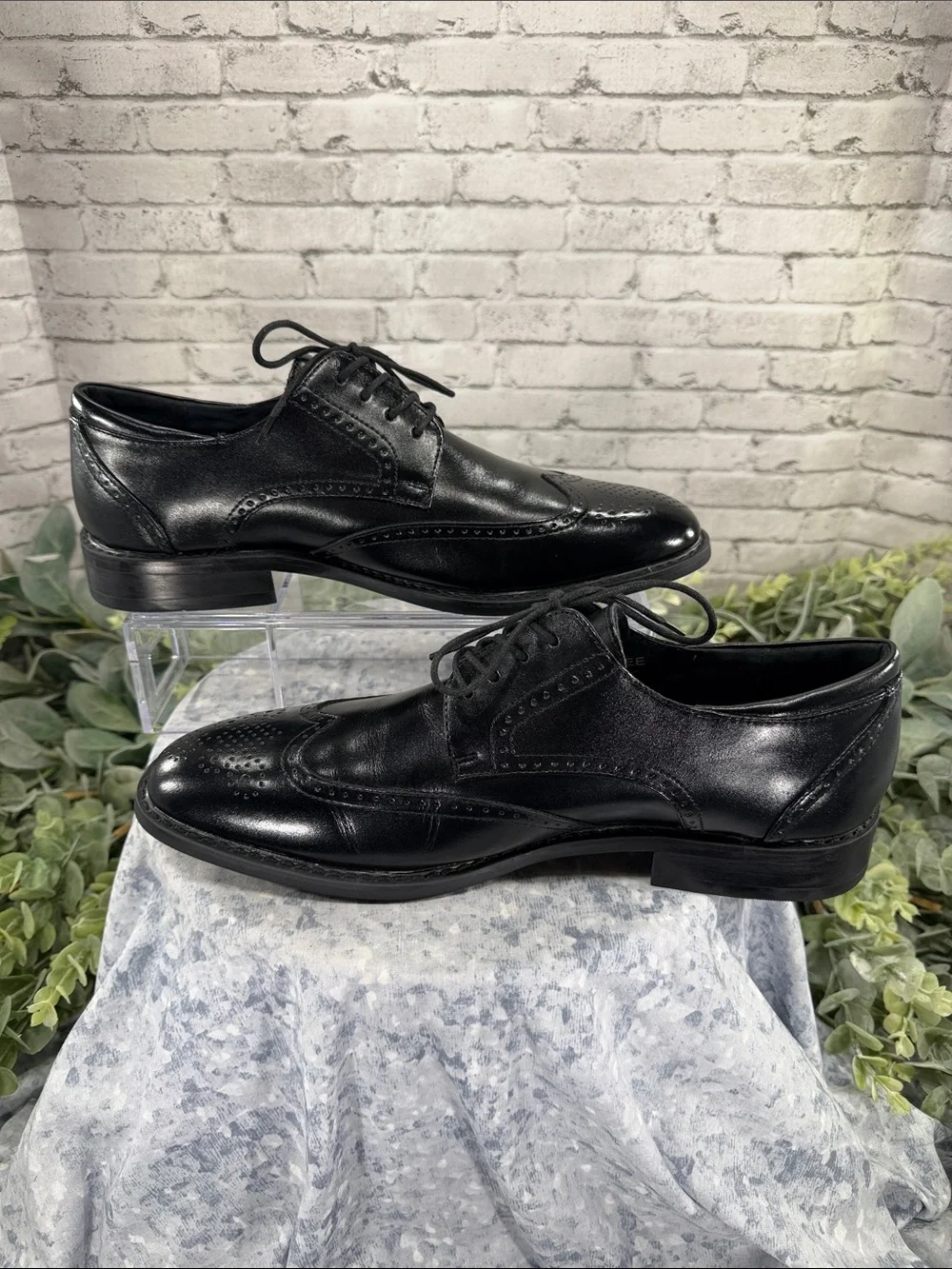 JOSEPH ABBOUD - Black Leather Wingtip Dress Oxfords - Mens 9W(EEE) 🖤 EUC